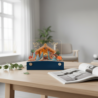 Veilleuse LED 3D en papier découpé Scène de la Nativité, Lampe de bureau décorative, Cadeau de Noël