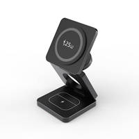 Pour iPhone 16 Chargeur sans fil 25W Station de charge magnétique portable pliable rapide pour montre intelligente