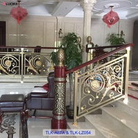 Colonne d'escalier en laiton de luxe au design européen traditionnel, montée au sol, pour villa, balustrades décoratives intérieures, garde-corps