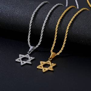 Collier rétro punk pour homme en acier inoxydable plaqué or 18 carats, bijoux religieux personnalisés hip-hop, étoile de <span class=keywords><strong>David</strong></span> - Product Image 2