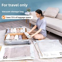 Sac de compression sous vide domestique à enroulement manuel en matériau PA+PE, spécial pour le rangement des vêtements de voyage dans les valises