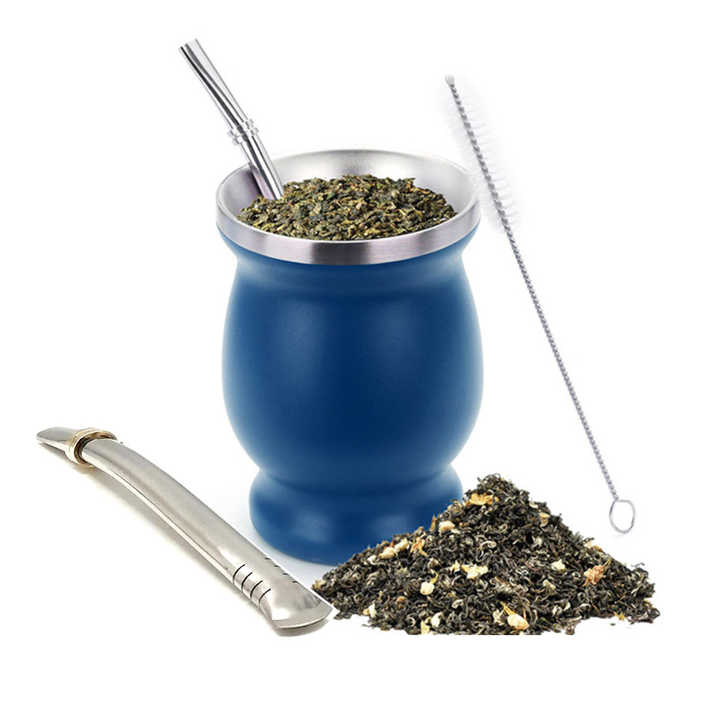 Bleu + Paille cuillère + Paille plate