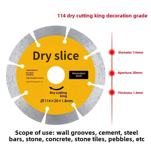 Hoja de <span class=keywords><strong>sierra</strong></span> de diamante seco soldada con láser para corte de hormigón de piedra, ranura de pared, ranurado de hormigón para pared de tamaño King - Product Image 5
