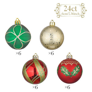 Decoraciones navideñas, bolas de plástico galvanizadas de 6cm, 24 piezas, adornos pintados, adornos colgantes para decoración de árboles de Navidad - Product Image 5