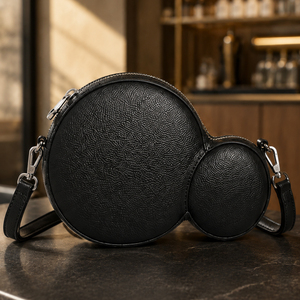 Custom OEM ODM Women Round Crossbody Bags 2 in 1 PU Leather Luxury Shoulder Bag Fashion Circle Handbag with <b>Mini</b> Coin Pouch - Product Image 6