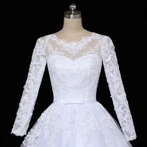Vestidos de Novia de Gala 2024, Última Moda, Cuello Transparente, Apliques de Encaje, Manga Larga, Estilo Dubái Árabe, Modestos, Tallas Grandes - Product Image 6