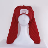 Bonnet en tricot avec longues oreilles de lapin mignonnes, chapeau amusant et moelleux pour l'hiver, bonnet chaud en crochet lapin, bonnet souple pour l'extérieur