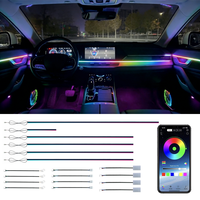 Kits de Iluminación Ambiental, Tiras de LED de Fibra Óptica, 18 Colores Mágicos, Luces LED Acrílicas para Interiores de Automóviles con Control Remoto y Aplicación