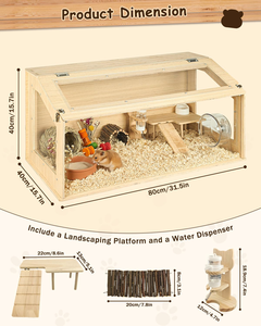 Jaula Plegable de Madera para Hámster con Diseño de Múltiples Niveles para Uso como Hábitat para Mascotas Pequeñas - Product Image 2