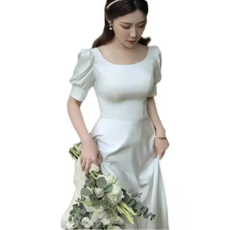 Лидер продаж, свадебное платье в стиле бохо, Короткое женское белое свадебное платье