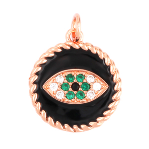 Colgante esmaltado de mal de ojo, Zirconia cúbica chapada en oro real de 18 quilates, CZ pavimentada, collar de joyería, pulsera, accesorios, suministros <span class=keywords><strong>L29</strong></span> - Product Image 6