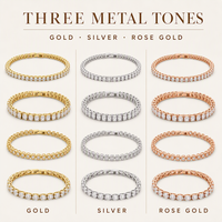 Bracelet Tennis Personnalisé Plaqué Or avec Zircons Cubiques, Chaîne Scintillante de Luxe, Réglable, Cadeau Tendance pour Femme