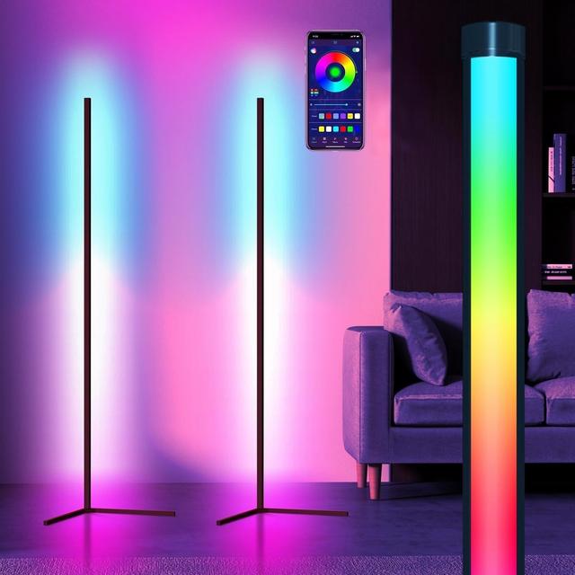 43/157CM Aluminum Bedroom Gaming Room APP Controlled Floor Lamp RGBIC Colors Smart Corner Dimmable Music Sync Stand Lights