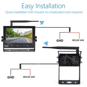 AHD 1080P 4CH Truck Wireless Rear View System Digital Wireless Vehicle Backup Surround View Camera System With 7inch IPS Monitor