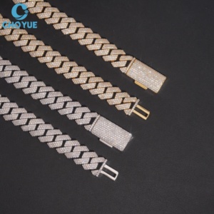 Collar de Cadena Cubana de Plata de Ley 925 con Moissanita para Hombre, Chapado en Oro de 18K, Estilo Hiphop, Eslabones Completamente Pavimentados, Joyería de 16MM - Product Image 2