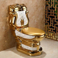 Ensemble WC en céramique doré KD-21GPA Grace, sanitaires de luxe Chaozhou, design doré, WC deux pièces sur pied