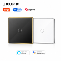 Interrupteur mural intelligent WiFi Zigbee compatible Tuya Alexa Google Home, cadre en alliage d'aluminium, panneau en verre, 1/2/3/4 voies, pour norme européenne