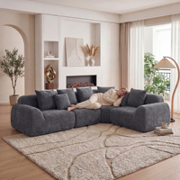 Übergroßes Cloud-Velvet Gebogenes Ecksofa 118' Knochenloses Quadratisches Chaiselongue-Set Gepolstert mit Kompressions-Memoryschaum Modulares Set