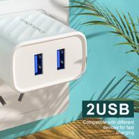 Chargeur mural double USB standard britannique Cantell 10W, emballage de vente au détail, adaptateur d'alimentation multi-ports USB à charge rapide pour appareil photo mobile