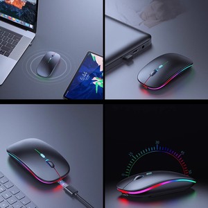 Ratón luminoso con Bluetooth, 1600Dpi, carga tipo C, modo dual, inalámbrico, ergonómico, portátil, para juegos de oficina - Product Image 3
