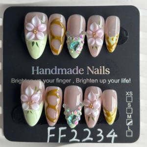 Lot de 10 <span class=keywords><strong>faux</strong></span> ongles de luxe faits à la main, taille XL, <span class=keywords><strong>en</strong></span> acrylique, de haute qualité, réutilisables, pour cadeau de fête - Product Image 3
