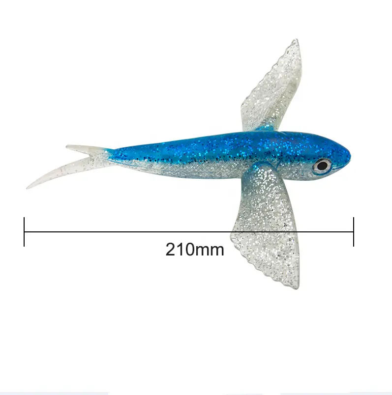 큰 크기 BFF01 PVC 실리콘 물자 어업 유혹 빛나는 비행 물고기 21cm/8.3 인치 침몰 3D 눈 124g/4.4oz 도매 Flyfish
