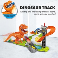 Nouvelle voiture de course à fente électrique tendance, Mega Orbital, à assembler soi-même, voiture de course à fente de type dinosaure, jouet de train avec voiture en alliage