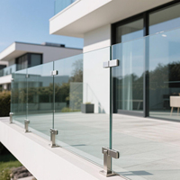 Balustrade moderne sans cadre en verre dépoli, finition miroir en acier inoxydable résistant à la rouille, pour terrasse de piscine, garde-corps d'escalier pour hôtels de luxe