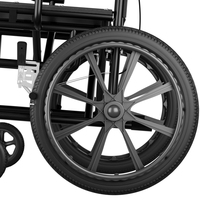 Fauteuil roulant portable en acier au carbone avec revêtement en poudre, roues autopropulsées de 20 pouces avec pneus pleins et coussin de siège respirant en tissu Oxford