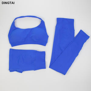 カスタムロゴ広州Dingtai女性ジムスポーツウェアフィットネスシームレスセットヨガネックブラスクランチバットリフトレギンスヨガショート - Product Image 3