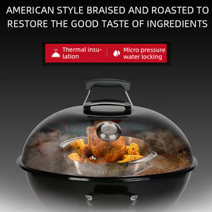 Modern Iron <strong>Foldable</strong> Camping Garden Charcoal <strong>BBQ</strong> Grill Black Outdoor Smoker - Product Image 3