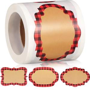 <span class=keywords><strong>Etiquetas</strong></span> Adhesivas Navideñas Rojas y Negras a Cuadros <span class=keywords><strong>para</strong></span> Envolver Regalos, Fiestas, Hogar y Oficina, 150 Unidades, 2x3 Pulgadas - Product Image 2
