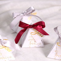 Caja de dulces con estampado creativo de oro, triangular, para invitados, boda