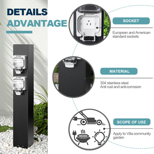 Guai Chong Cubierta impermeable para exteriores Base de fuente de alimentación dual Carcasa de acero inoxidable IP66 Corriente nominal 20A Voltaje nominal 125V - Product Image 3