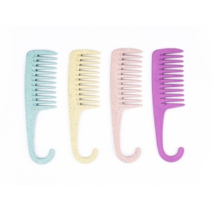 En stock, grand peigne de massage incurvé en paille de blé avec paillettes, peigne de <span class=keywords><strong>coiffure</strong></span> personnalisable en couleur et logo, pour usage domestique - Product Image 2