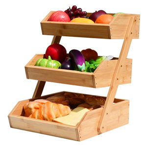 Stockage de fruits en bambou naturel à 3 niveaux, panier à légumes en bambou empilable à 3 niveaux - Product Image 1