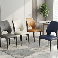 Chaise de salle à manger moderne de luxe italienne, structure en acier carbone, cuir, éponge haute résilience, dossier ergonomique creux, hôtel, restaurant
