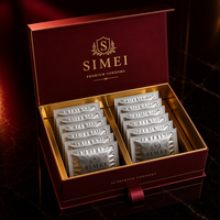 Scatola Regalo Magnetica Personalizzata per Confezioni di Preservativi, Logo in Lamina d'Oro, Confezione Rigida a Conchiglia con Nastro, Scatola per Preservativi Personalizzata all'Ingrosso