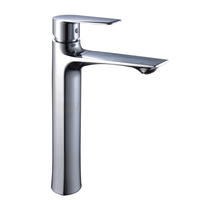 Robinet de lavabo en alliage de zinc de style luxueux, finition chrome poli, col haut, mitigeur chaud/froid pour salle de bain, vente en gros