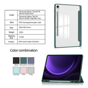 เคสแท็บเล็ตแบบบาง หนังใส สำหรับ <span class=keywords><strong>Samsung</strong></span> S9 S10 Lite 11 A11 A9 PLUS S6 <span class=keywords><strong>P613</strong></span>  อะคริลิกใส ช่องใส่ปากกา ฝาพับสามตอน - Product Image 4