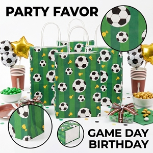 623174 Bolsas de Regalo de Papel con Diseño de Fútbol, Bolsas de Regalo con Asas para Fiestas Infantiles, Cumpleaños, Celebraciones Deportivas - Product Image 1