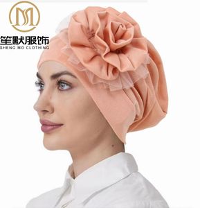 新着乱雑リネンガーゼプレートフラワーキャップベースキャップムスリムターバンキャップ在庫あり - Product Image 1