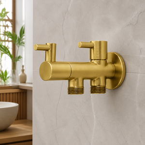 Deviatore Bidirezionale a Parete per <span class=keywords><strong>Vasca</strong></span> <span class=keywords><strong>e</strong></span> <span class=keywords><strong>Doccia</strong></span> in Ottone Giallo con Valvola in Rame, Finitura Oro Filigranato - Product Image 2