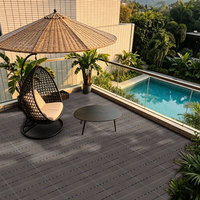 Dalles de terrasse modulaires en composite bois-plastique rainurées, modernes, antidérapantes, résistantes aux fissures, à emboîtement par clic, épaisseur 21 mm, à prix réduit