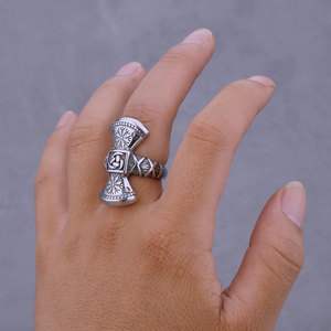 Bague en pierre naturelle de verre avec rune flocon de neige <span class=keywords><strong>Luna</strong></span> Viking mythique norvégienne, style punk rétro, accessoires, <span class=keywords><strong>bijoux</strong></span> européens et américains - Product Image 3