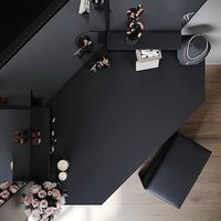 Coiffeuse d'angle Bureau de maquillage noir avec 3 miroirs d'angle et 5 tiroirs avec tabouret rembourré