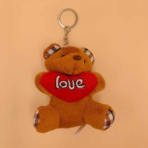 يوم عيد الحب ، لعبة أفخم بالجملة دمية دب صغير تصميم سلسلة مفاتيح دمية دب صغير صغير صغير مع قلب - Product Image 4