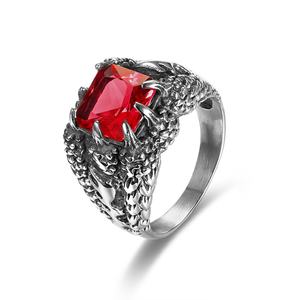 Anillo de Dedo de Acero Inoxidable 316L al por Mayor de Fábrica para Hombre, Anillo Gótico con Piedra Azul, Negra y Roja, Anillo Vintage con Garra de Dragón Vikingo - Product Image 2
