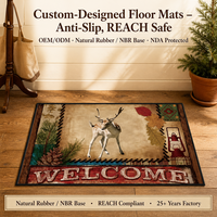 Tapis de porte personnalisé en gros, tapis d'entrée en caoutchouc antidérapant imprimé pour la porte d'entrée de la maison, usine OEM ODM