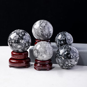 Boule de cristal de guérison naturelle en gros sphère fossile <span class=keywords><strong>Orthoceras</strong></span> polie pour cadeau souvenir - Product Image 1